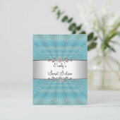 シルバーメタルで甘い16ブルーウィーブ誕生日 招待状 (スタンド正面)