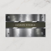 シルバーメタルとオリーブグリーン 名刺 (正面)