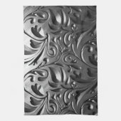 シルバーメタルの彫刻された外観抽象芸術灰色の鋼 キッチンタオル (縦)