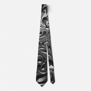 シルバーメタルの彫刻された外観抽象芸術灰色の鋼 ネクタイ