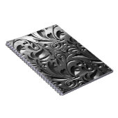 シルバーメタルの彫刻された外観抽象芸術灰色の鋼 ノートブック (右側)