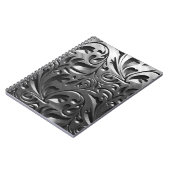 シルバーメタルの彫刻された外観抽象芸術灰色の鋼 ノートブック (左側)