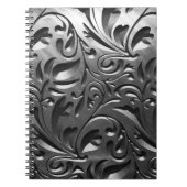 シルバーメタルの彫刻された外観抽象芸術灰色の鋼 ノートブック (正面)