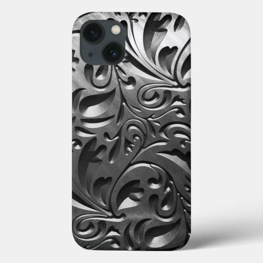 シルバーメタルの彫刻された外観抽象芸術灰色の鋼 Case-Mate iPhoneケース (裏面)