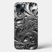 シルバーメタルの彫刻された外観抽象芸術灰色の鋼 Case-Mate iPhoneケース (裏面)