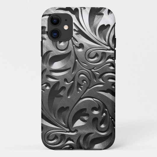 シルバーメタルの彫刻された外観抽象芸術灰色の鋼 Case-Mate iPhoneケース (裏面)
