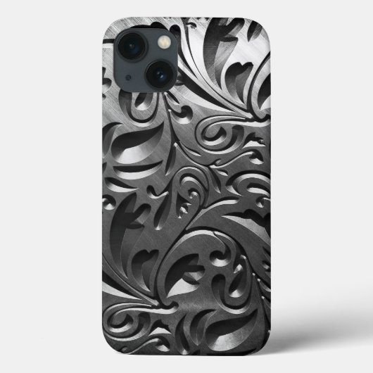 シルバーメタルの彫刻された外観抽象芸術灰色の鋼 Case-Mate iPhoneケース (裏面)