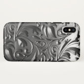 シルバーメタルの彫刻された外観抽象芸術灰色の鋼 Case-Mate iPhoneケース (裏面(横))