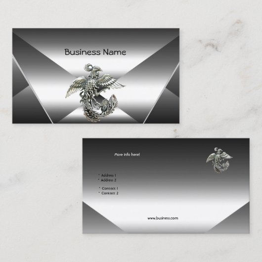 シルバーメタルエレガントルッククロムジュエルビジネス 名刺 (正面/裏面)