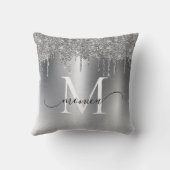 シルバーメタルグリッタードリップモノグラム名 クッション (裏面)
