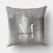 シルバーメタルグリッタードリップモノグラム名 クッション (裏面)