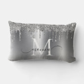 シルバーメタルグリッタードリップモノグラム名 ランバークッション (裏面)