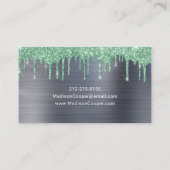 シルバーメタルグリーングリッタードリップヘア&メイクアップ 名刺 (裏面)