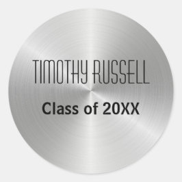 シルバーメタルシャイン – 卒業ステッカー ラウンドシール
