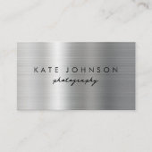 シルバーメタルモダンスクリプトQRコードソーシャルメディア 名刺 (正面)