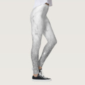 シルバーメタルユニークグリッタースパークル大理石グラデーション レギンス (右)