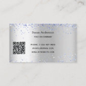 シルバーメタルライトブルーQRコード 名刺 (裏面)