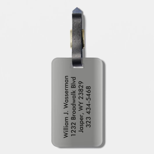 シルバーメタル男らしモノグラムエグゼクティブスタイル ラゲッジタグ (裏面縦)