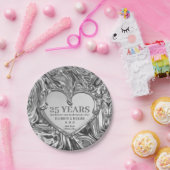 シルバーメタル結婚ハート記念日 ペーパープレート (パーティー)