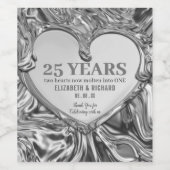 シルバーメタル結婚ハート記念日 ワインラベル (シングルラベル)