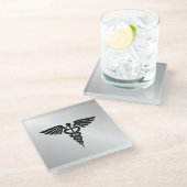 シルバーメディカルカデュース ガラスコースター (アングル)