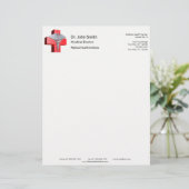 シルバーメディカル3Dカドゥセウス十字赤 レターヘッド (スタンド正面)