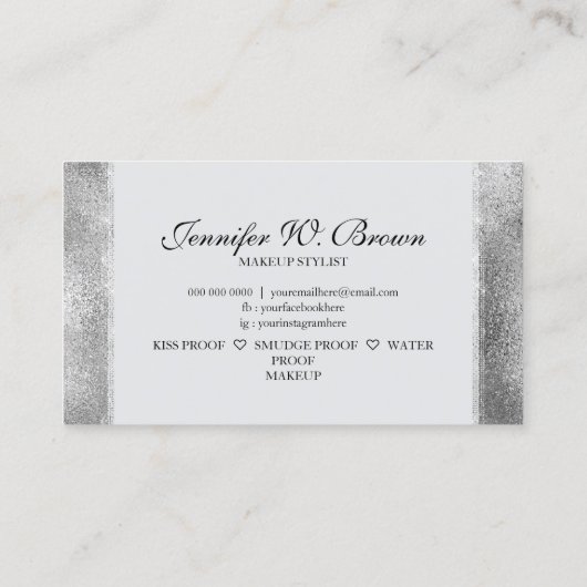 シルバーメモダンークアップリップエレガントラグジュアリー 名刺 (裏面)