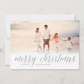 シルバーメリークリスマスグリッタールックフォトホリデー シーズンカード (正面)