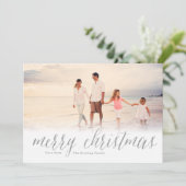 シルバーメリークリスマスグリッタールックフォトホリデー シーズンカード (スタンド正面)