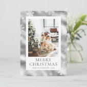 シルバーメリークリスマススノーフレークの雪写真 シーズンカード (スタンド正面)