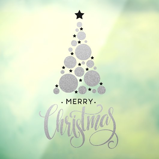 シルバーメリークリスマスツリースターズホリデー ウィンドウサイン (シート3)