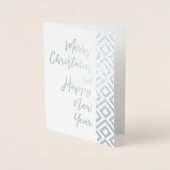 シルバーメリークリスマスハッピーニューイヤー幾何学模様 箔カード (正面)