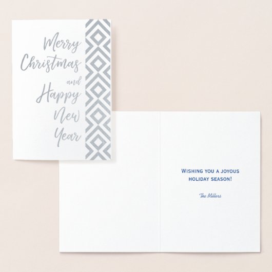 シルバーメリークリスマスハッピーニューイヤー幾何学模様 箔カード (ディスプレー)
