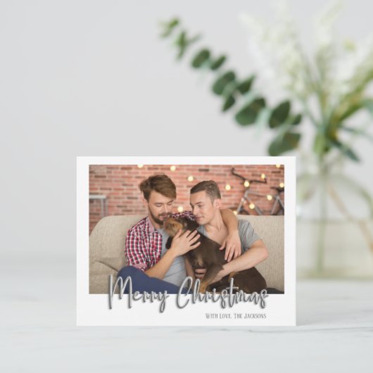 シルバーメリークリスマスバブルの手紙の格子白 シーズンカード (スタンド正面)