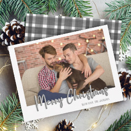 シルバーメリークリスマスバブルの手紙の格子白 シーズンカード