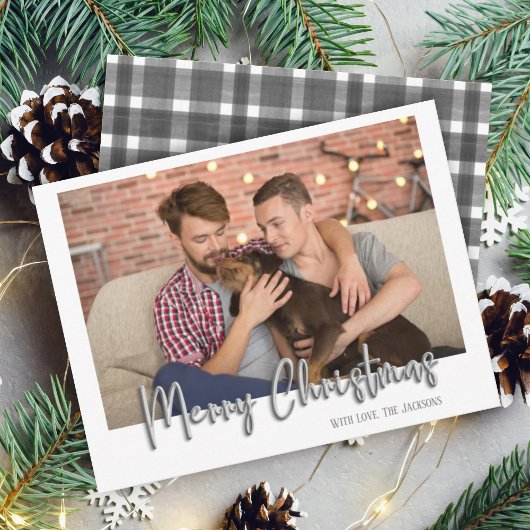 シルバーメリークリスマスバブルの手紙の格子白 シーズンカード