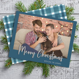 シルバーメリークリスマスバブルの手紙は青 シーズンカード