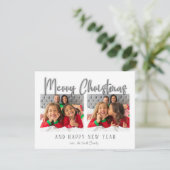 シルバーメリークリスマスバブルの手紙ブループレイド シーズンカード (スタンド正面)