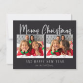 シルバーメリークリスマスバブルの手紙プレイド写真 シーズンカード (正面)