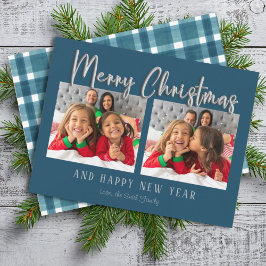 シルバーメリークリスマスバブルの手紙プレイド写真 シーズンカード