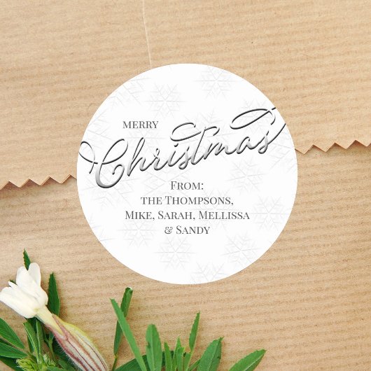 シルバーメリークリスマスパーソナライズされた ラウンドシール