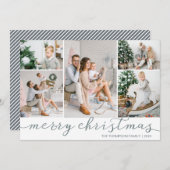 シルバーメリークリスマスフォトカード5写真 シーズンカード (正面/裏面)