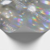 シルバーメリークリスマス文字シャイニーダイヤモンドブラック ラッピングペーパー (角)