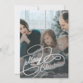 シルバーメリークリスマス5写真コラージュ シーズンカード (正面)