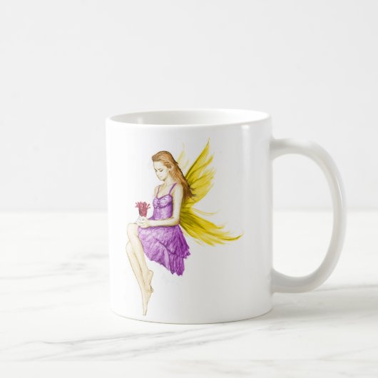 シルバーメープルツリー妖精の保持花 コーヒーマグカップ (右)