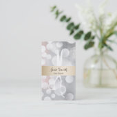 シルバーモダンおよび金ゴールド美容師アポイントメント 予約カード (スタンド正面)