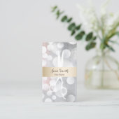 シルバーモダンおよび金ゴールド美容師アポイントメント 予約カード (スタンド正面)