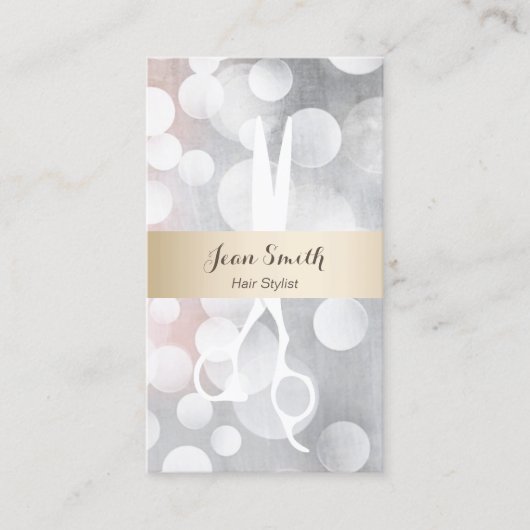 シルバーモダンおよび金ゴールド美容師アポイントメント 予約カード (正面)