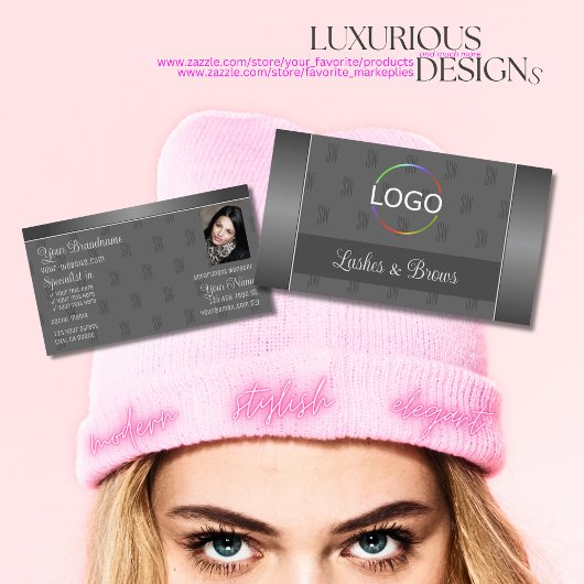 シルバーモダンとグレーとイニシャルプロフェッショナル 名刺