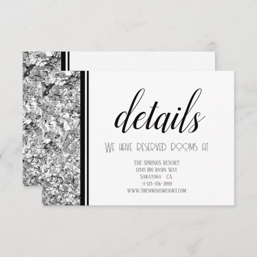 シルバーモダンとブラックの文字結婚ズ エンクロージャーカード (正面/裏面)